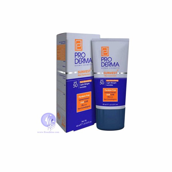 فروش ویژه کرم ضد آفتاب مخصوص آقایان پرودرما : Proderma Sunvest SPF50 Sunscreen Cream For Men