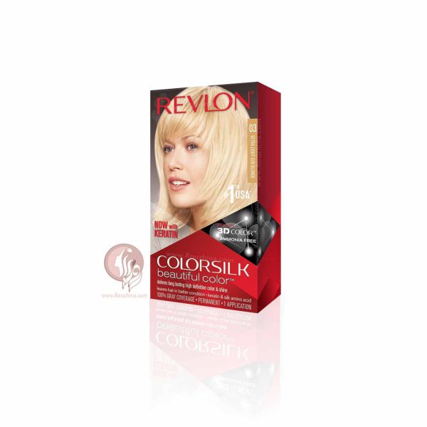 خریدکیت رنگ موی بدون آمونیاک رولون شماره 03 بلوند آفتابی فوق العاده روشن Revlon Colorsilk