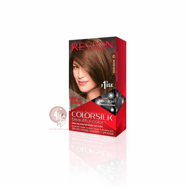 معرفی ویژگیهای کیت رنگ موی بدون آمونیاک رولون Revlon قهوه ای متوسط شماره 41