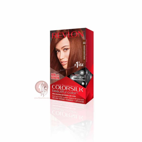 معرفی ویژگیهای کیت رنگ موی بدون آمونیاک رولون Revlon قهوه ای سرخ متوسط شماره 44