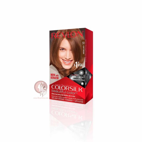 معرفی ویژگیهای کیت رنگ موی بدون آمونیاک رولون Revlon قهوه ای روشن شماره 51