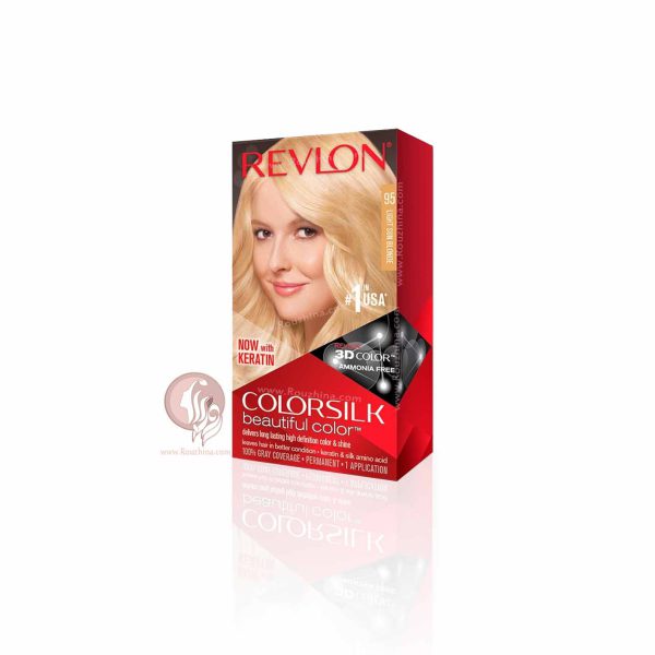 معرفی ویژگیهای کیت رنگ موی بدون آمونیاک رولون Revlon بلوند آفتابی روشن شماره 95