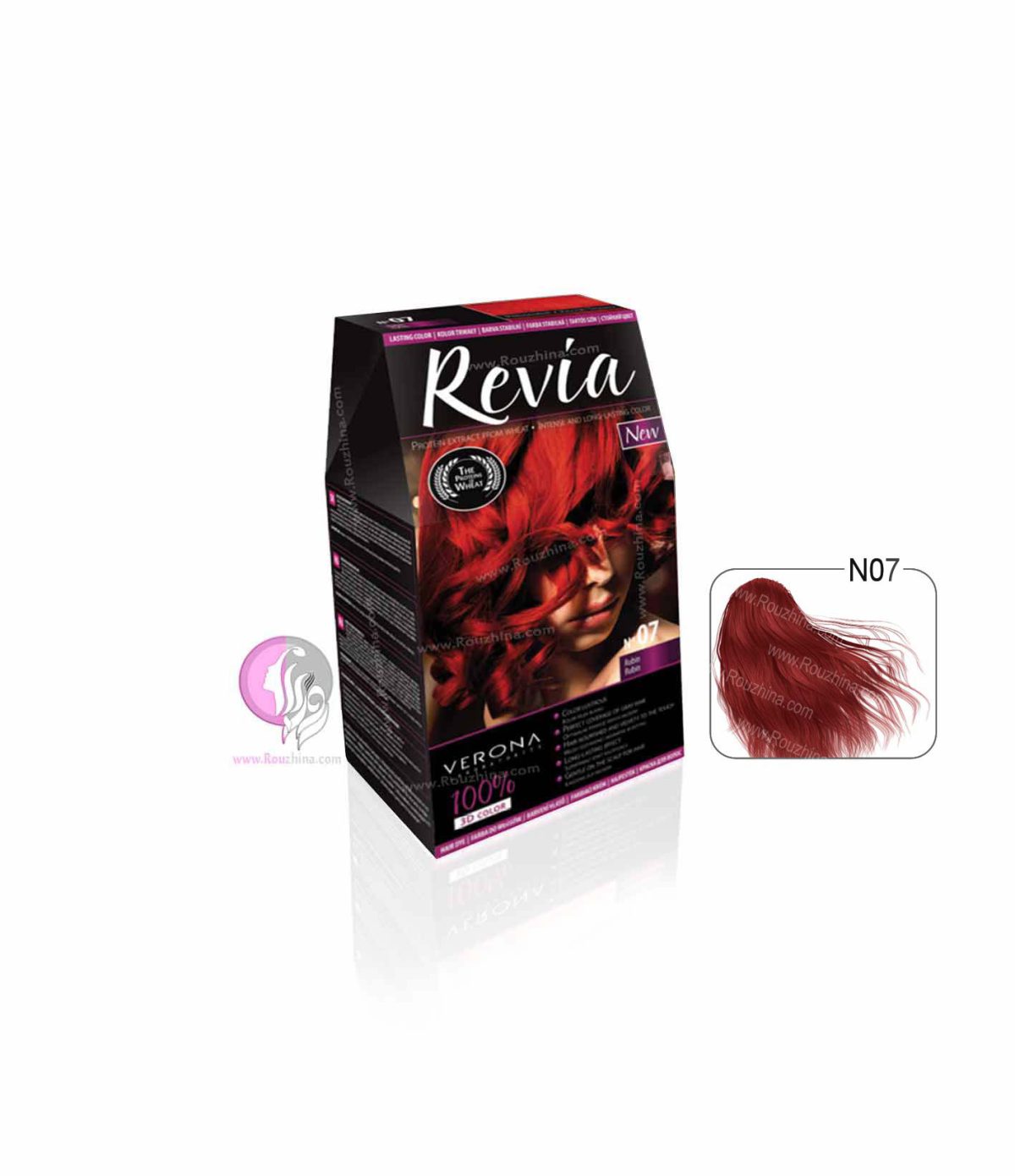 قیمت خرید و معرفی ویژگیهای کیت رنگ موی Verona مدل Revia یاقوتی شماره 07