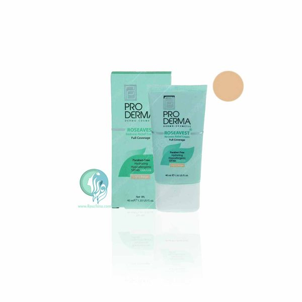 مشخصات، قیمت و خرید سی سی CC کرم پوشاننده رنگی بژ روشن با ضد آفتاب Spf40 پرودرما Pro Derma Roseavest Covering Cream:
