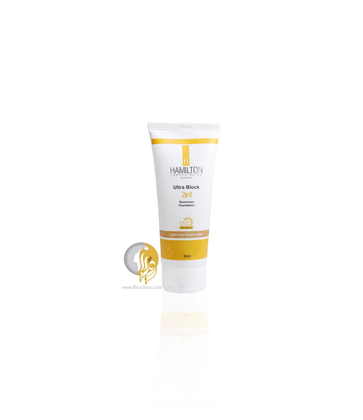 کرم ضد آفتاب SPF50 نرمال تا خشک اولترا بلاک 2در1 همیلتون Hamilton تون روشن 50ml