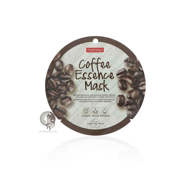 خرید ماسک نقابی قهوه Coffee پیوردرم Purederm دارای عصاره قهوه روشن و شفاف کننده پوست