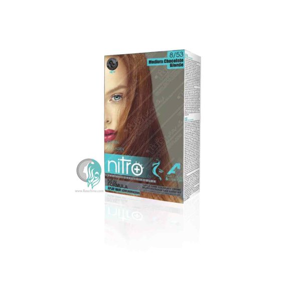 کیت رنگ مو و ابرو نیتروپلاس شماره 8.53 رنگ بلوند شکلاتی متوسط