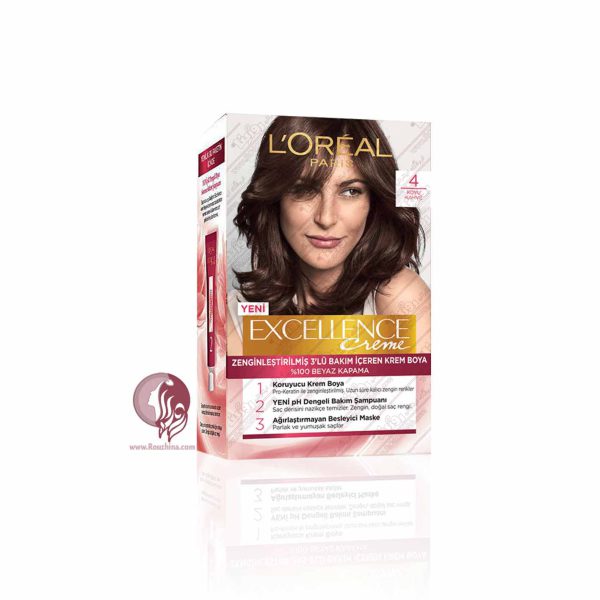 کیت رنگ مو لورال مدل اکسلنس شماره 4 قهوه ای L'Oreal Excellence Hair Color Kit